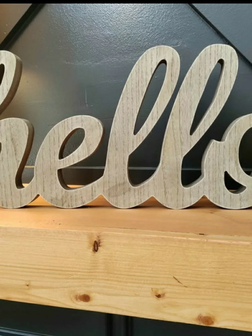 Hello Script Wooden Wall Decor - Whitewash